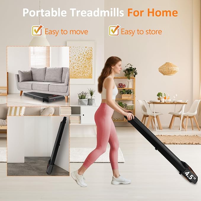2.5HP Walking Mat with Incline pad,Under Desk Treadmill, Walking Running Pad with Remote, 3 in 1 Low Noise Small Mini Portable Treadmill with Led Screen, Compact Treadmills for Home, 265lbs Capacity