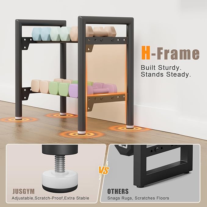 Dumbbell Rack Stand Only, 400LBS Capacity Weight Rack for Home Gym Storage, Adjustable Weight Storage Racks, Heavy-Duty Kettlebell Rack ﻿