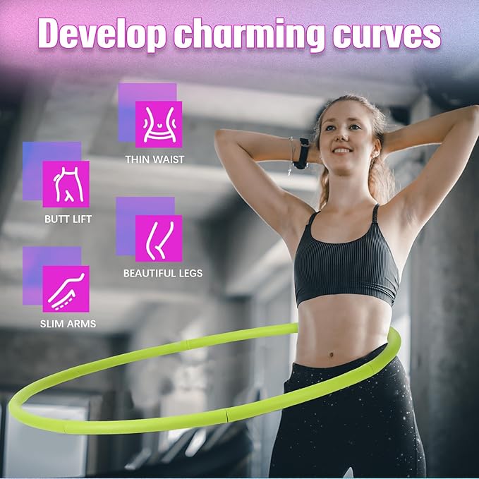 Exercise Fitness Hoop for Women 37 Inch Removable Adjustable Weighted Hoop Suitable for Adult Weight Loss and Home Fat Burning Exercise Workouts Gym