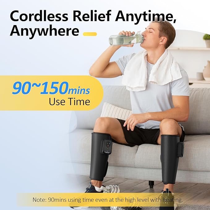 Comfytemp Cordless Calf Massager for Circulation and Pain Relief, FSA Eligible HSA Portable Leg Massage with Heat and Compression, Birthday Gift for Men Women Seniors, Recovery for RLS, Edema, Muscles