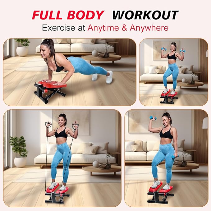 Elliptical Exercise Machine, Mini Stair Steppers with Resistance Bands for Home Fitness, 299LBS