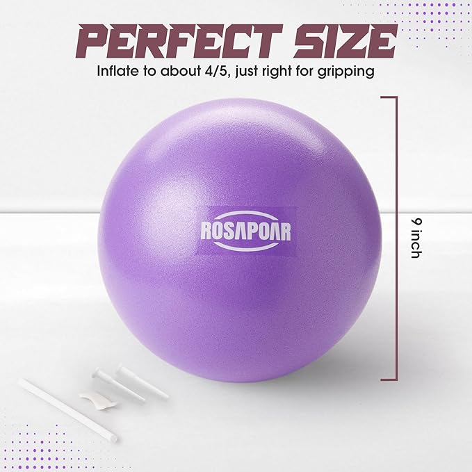 ROSAPOAR Small Exercise Ball - 9 Inch Mini Pilates Ball, Anti-Burst Yoga Ball for Stretching & Core Strength Workout, Physical Therapy & Yoga at Home Gym & Office