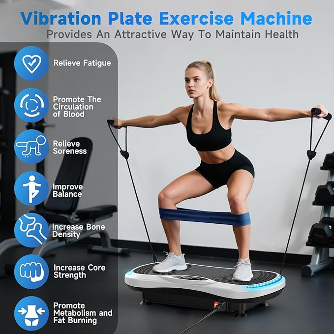 Vibration Plate Exercise Machine for Lymphatic Drainage, Vibration Machine for Full-Body Weight Loss Shaping, Vibrate Fitness Platform 400 Lbs & 200 Adjustable Speeds for Women Men Home