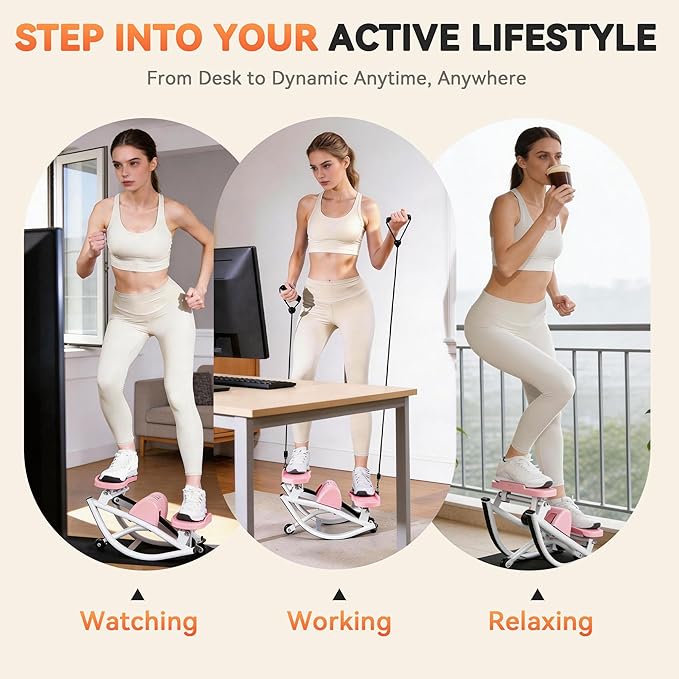 Gannyfer Rock Stepper with Digital Display, Side to Side Lateral Stepper Machine with Resistance Bands for Home Workout, Low-Impact Fitness Equipment for Legs, Glutes & Core