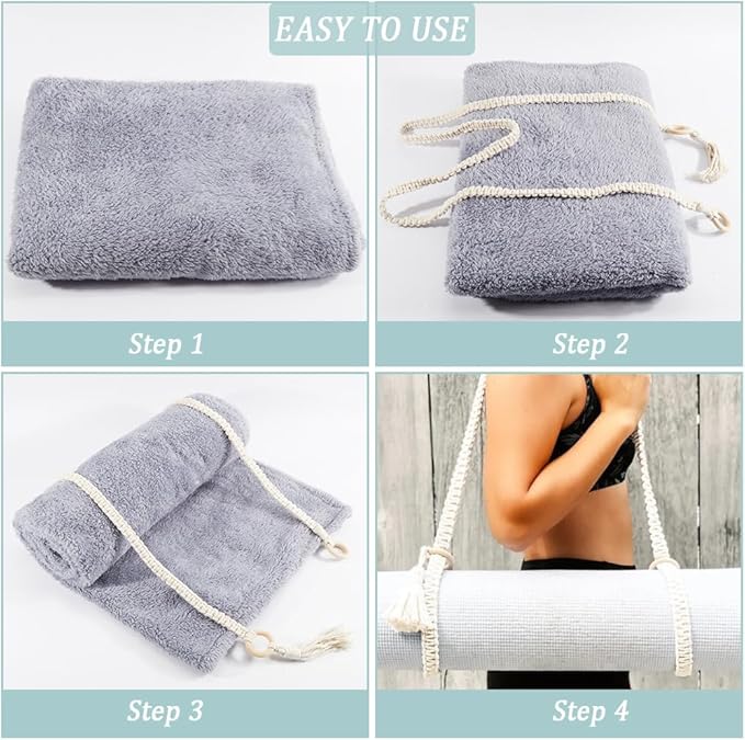 GORGECRAFT Macrame Yoga Mat Carrying Strap Yoga Mat Sling Carrier Blanched Almond Adjustable Travel Tassel Crossbody Braided Cotton Yoga Carry Straps Sling for Yoga Sport Carrying Outdoor