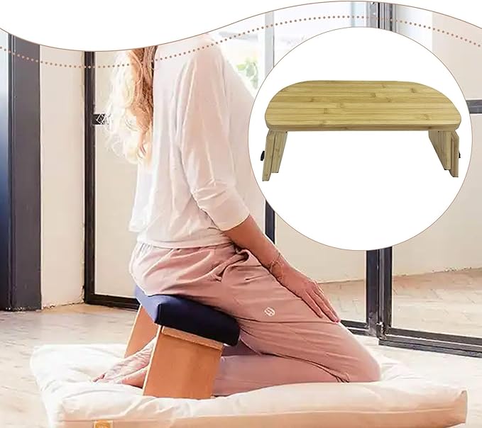 Meditation Bench Foldable Wood Prayer Bench for Buddhist Low Seat Teahouse