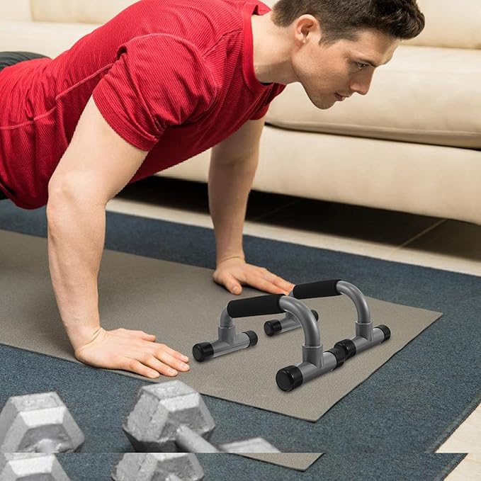 H-shape Pushup Stands Pair for Strength Training, Anti-slip Compact Parallettes Bars, Fitness Equipment for Chest Workouts and Home Gym Exercises