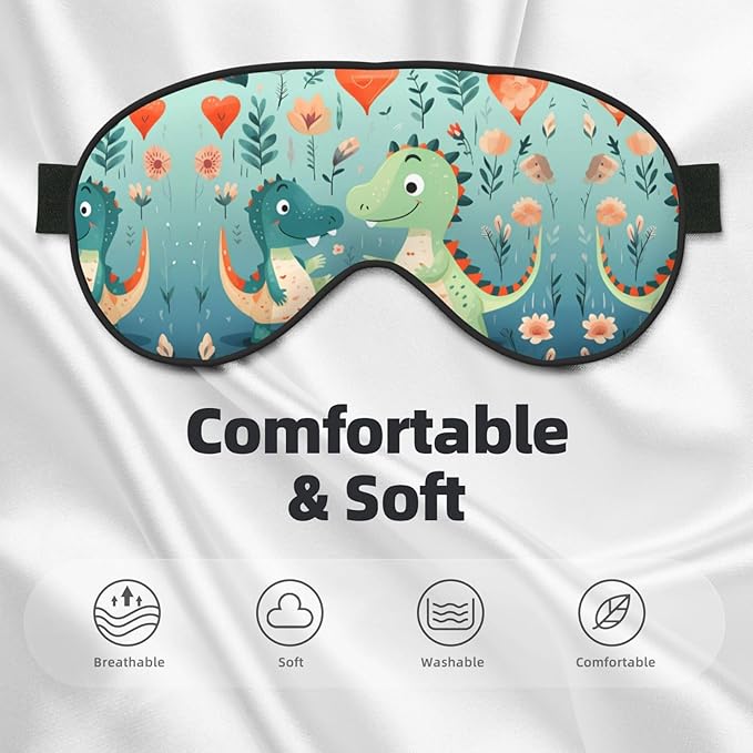 Lovely Little Dinosaur Baby Head-Mounted Double-Sided Light-Blocking Sleeping Eye mask to Protect Eyes and Relieve Eye Fatigue