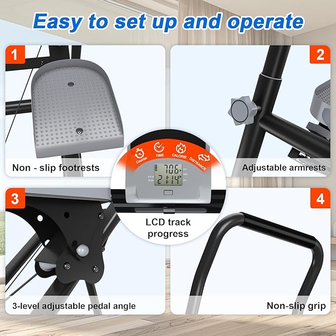 OVER SELF Stair Stepper at Home, Stair Stepper with Handlebar for Full-Body Workout, for Compact Folding Stair Climber with Adjustable Handlebar/Pedal, 350lbs Weight Capacity, Knee-Friendly