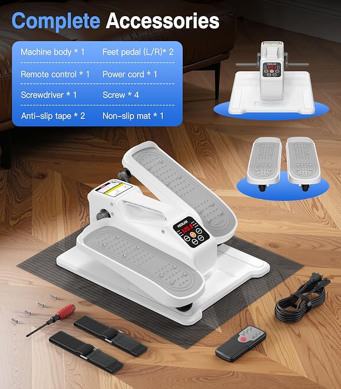 Portable Under Desk Elliptical Machine with Wireless Remote. 12 Manual & 3 Automatic Speeds. Pedal Ellipse Leg Exerciser. Leg Exerciser While Sitting for Seniors Adults Home Office