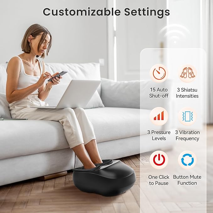 COMFIER Shiatsu Foot Massager with Heat,FSA Eligible HSA Store,Kneading,Vibration,Compression,feet Massager for Plantar Fasciitis Neuropathy,Mother's Day for Women,Men,Use at Home,Office,Size 13
