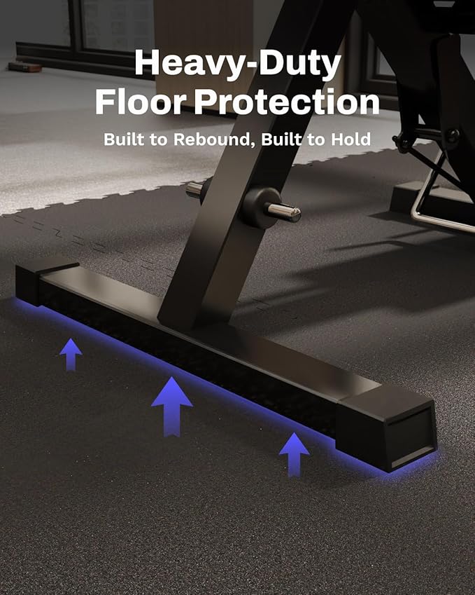 AIRHOP 0.79in Thick 48 Sq Ft Exercise Equipment Mats, 12 Tiles Upgraded Rubber Top with High Density EVA Foam, Large Interlocking Puzzle Gym Flooring for Home Gym, Heavy Weight Workout,Black