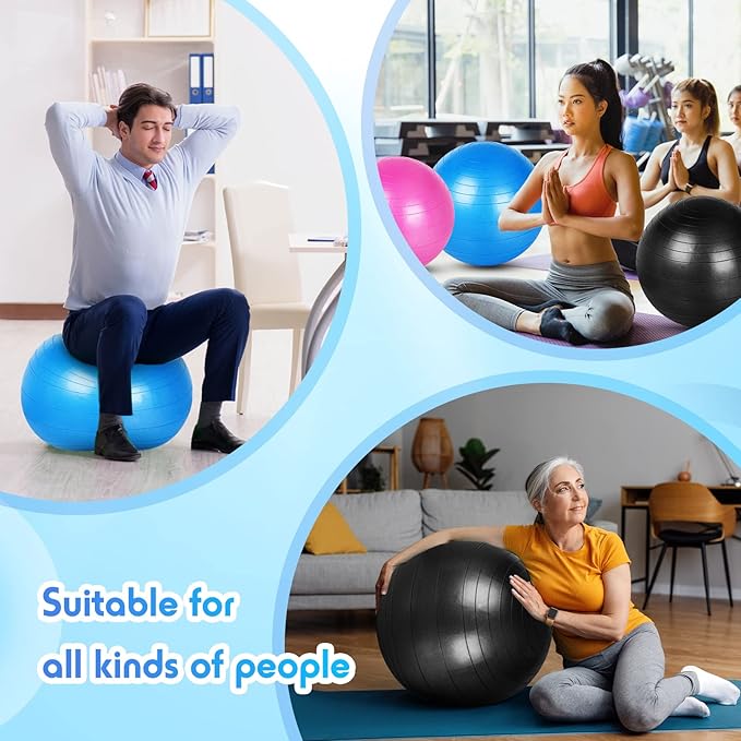 Honoson 3 Pcs Yoga Ball 55/65/75cm Exercise Ball for Working Out Birthing Pregnancy Gym Physical Therapy Balance Stability Fitness, Quick Pump Included