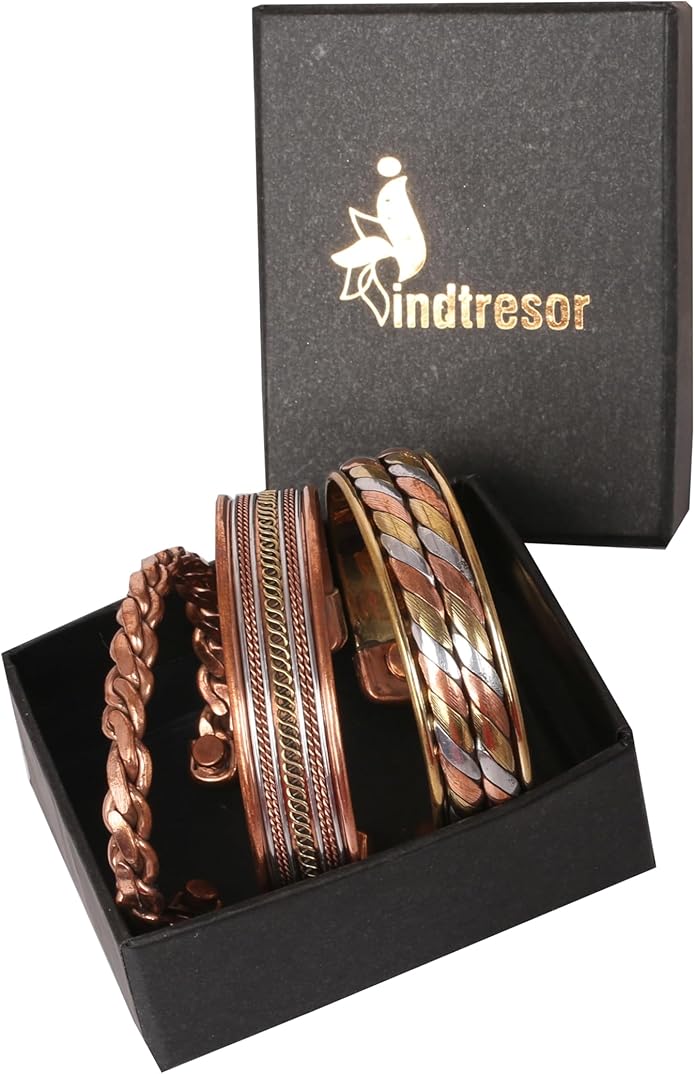 Copper Bracelet Tibetan Style. Hand Forged with Solid and High Gauge Copper Jewelry Cuff for Women Men. Combo of Different Designs