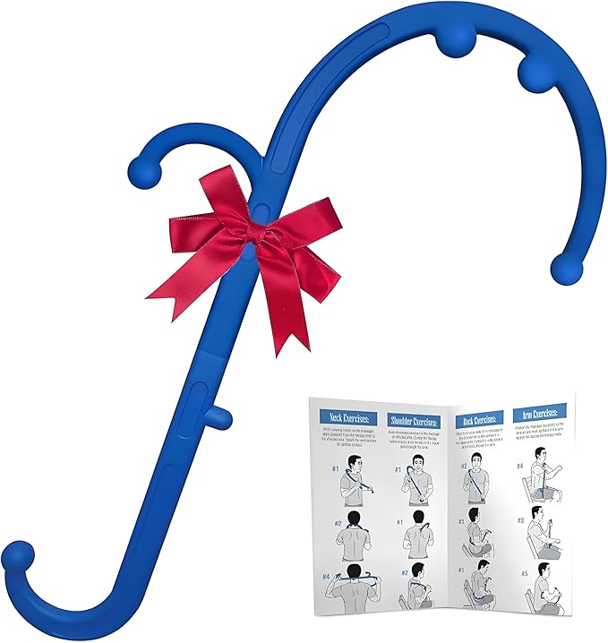 Massage Trigger Point Cane, Body Deep Tissue, Handheld Back, Neck, Shoulder, Leg and Feet Massager Rod, Muscle Release Tool Self Massage Hook Cane for Women & Men, Blue