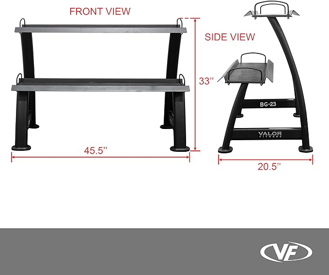 Valor Fitness 2-Tier Kettlebell Storage Rack – Heavy Duty Weight Holder, Organize Gym Equipment, 600 lb Max Weight Capacity for Dumbbells, Kettlebells & Fitness Gear