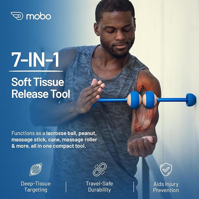 MOBO 7-in-1 Muscle Roller Stick – Full-Body Massage Roller for Myofascial Release, Trigger Point Therapy, Muscle Recovery, Deep Tissue Leg & Back Pain Relief, Physical Therapy, Gym & Travel Use