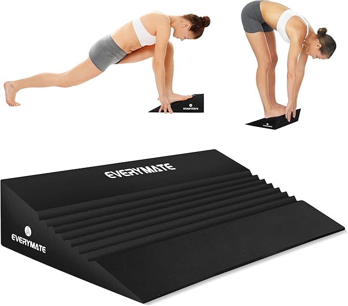 EVERYMATE Squat Wedge, Extra Large Squat Wedge Block, Squat Wedges Weightlifting, Calf Stretching, Slant Board for Squats, Heel Elevated Squat Wedge, Knees Over Toes Squats, Calf Wedge Stretching Block