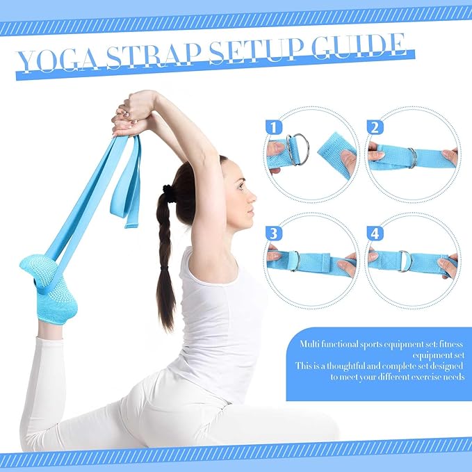 Poen Pilates Equipment Kit for Home Workout Pilates Ring and Ball Set for Women 12'' Circle Yoga Fitness Essentials Kit with Resistance Bands, Yoga Strap, Socks,Bag