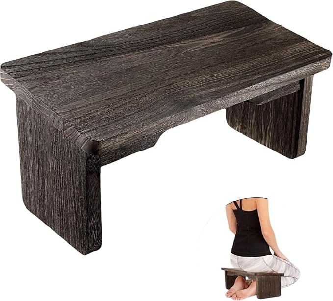 Kneeling Chair,Meditation Bench Kneeling Stool,Perfect Wooden Kneeling Stool Ergonomic Kneeling Meditation Yoga Bench, with Locking Hinges, for Tea Ceremony, Yoga, Praying, Deep Meditation Bench(Black