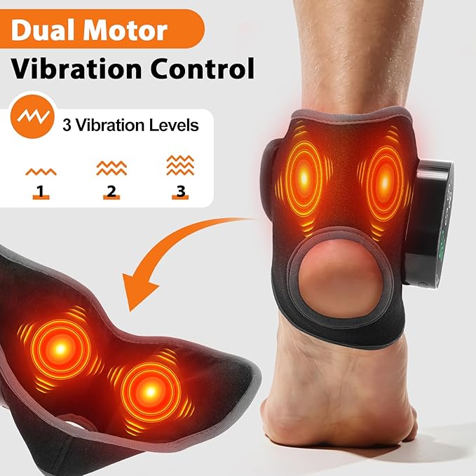 Foot and Ankle Massager for Pain Relief, Cordless Ankle Heating Pad Foot Renew Massager with Heat, 4 Heat Levels & 3 Vibration Modes