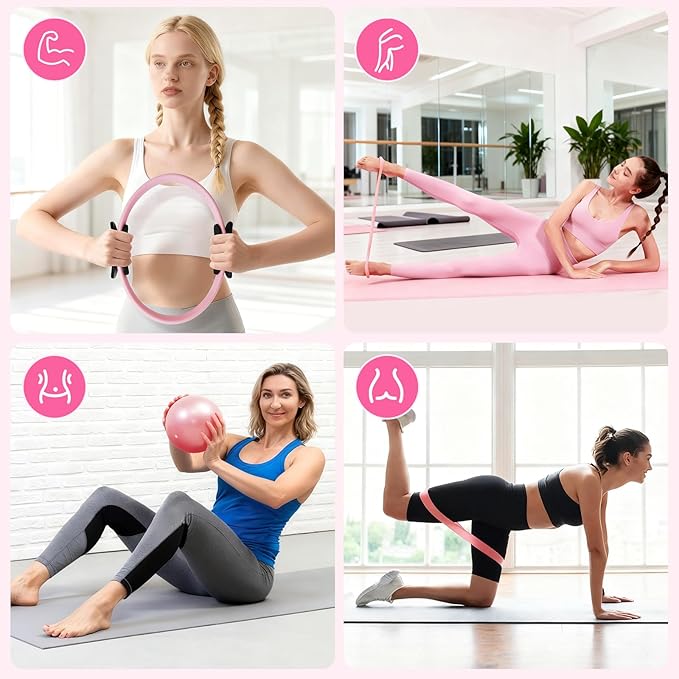 Pilates Kit, Pilates Essentials Kit for Women, 15” Pilates Ring and Ball Set