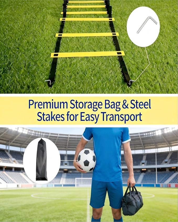 6 Packs Agility Ladder Speed Training Set - 36 Detachable Rungs (20 Inches Each) with 24 Ground Stakes, Portable Exercise Ladders for Soccer Football Footwork Training w/Carry Bag