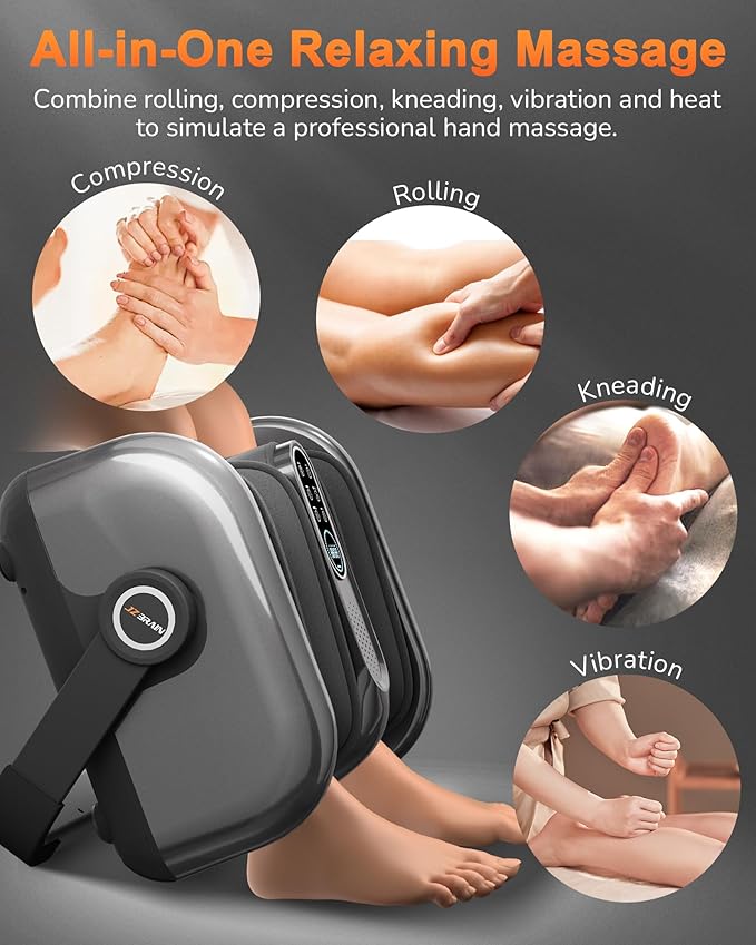 Shiatsu Foot Massager Machine with Heat : Deep Kneading Calf Massager with Vibration for Plantar Fasciitis, Neuropathy, Pain Relief, Circulation for Home and Office Use