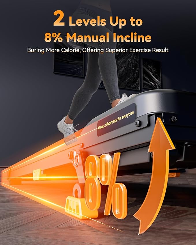 Walking Pad Treadmill, WALKWAKE 8% Incline Walking Pads, Compact Under Desk Treadmill for Home, 330lb Capacity 2.5HP Running Machine for Walking Jogging with LED Display