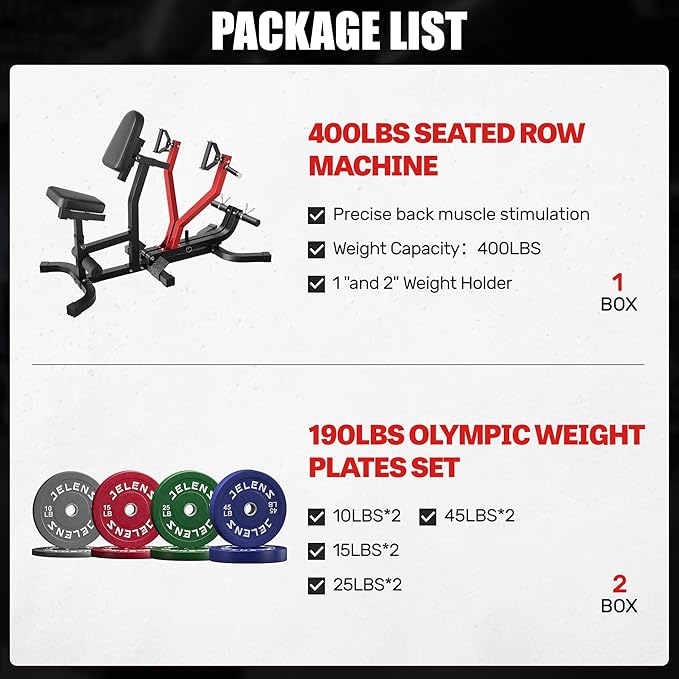 RM01 Seated Row Machine, Back Exercising Equipment Plate Loaded, Chest Supported T-bar Row Machine with Independent Arms, Back Machine Home Gym for 400LBS Capacity Gym Equipment