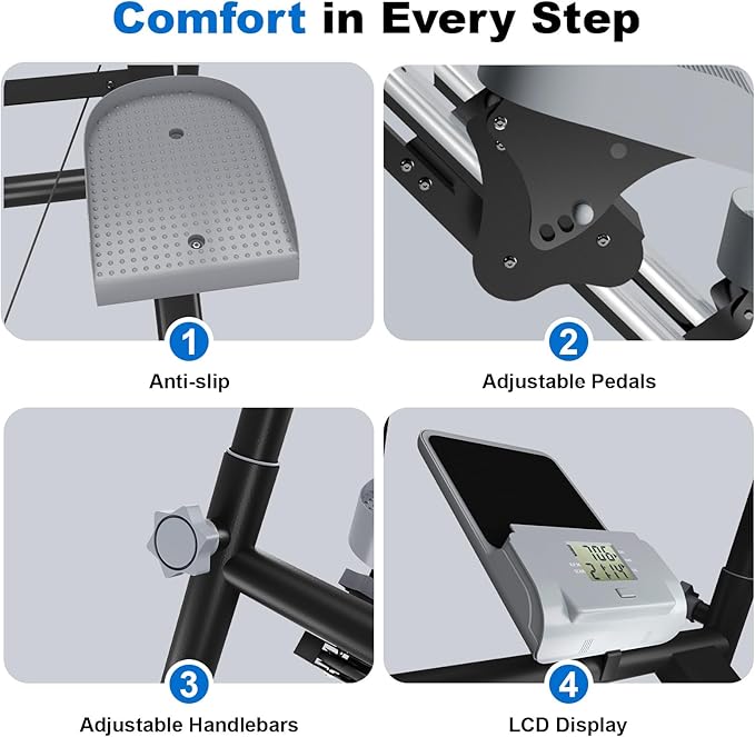 OVER SELF stairmaster Machine for Home - Stair Climber Stepper for Home Gym Exercise, Compact Folding Stair Stepper, Adjustable Handlebar/Pedal, Knee-Friendly Full-Body Workout Equipment