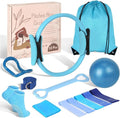 JITUIHOM Home Pilates Essentials Kit for Women - Complete Pink Equipment Set with 9 Inch Yoga Ball, Figure 8 Resistance Band, Bands & Accessories, Ring for Beginners Workouts