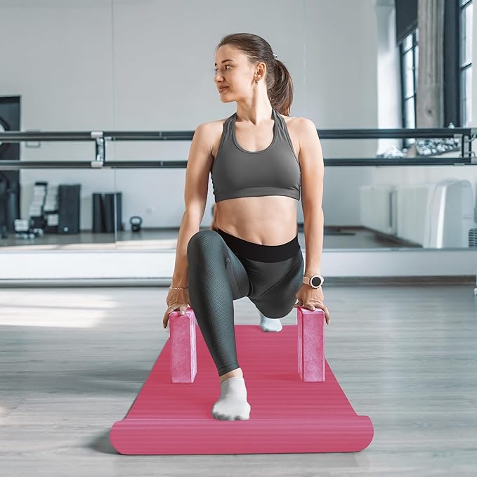 BalanceFrom 7-Piece Yoga Set with 71x24x0.5 Inches Extra Thick Mat and Carrying Sling – Includes 2 Blocks, Stretch Strap, 2 Towels, and Knee Pad for Home, Studio, and Gym Workouts