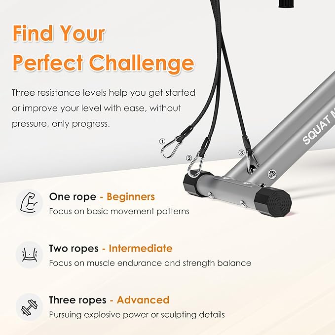 DlandHome Squat Machine, Squat Rowing Machine with Adjustable High-Strength Resistance Band for Home Gym, Foldable Leg Glute Trainer for Full Body 330lbs