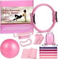 Pilates Ring 13 Piece Set,Pilates Kit for Women Exercise Equipment Accessories Deformation Magic Circle with Padded Handles, Workouts Ball, Guide & Bag, Resistance Bands for Legs Arms and Thighs