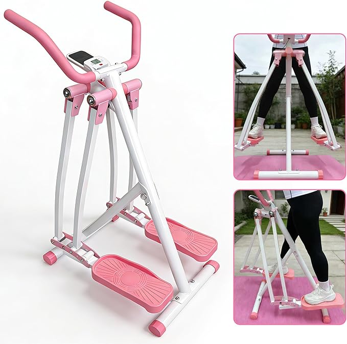ZeHuoGe Air Walking Elliptical Machine - Foldable Cardio Cross Trainer Glider for Full-Body Low-Impact Exercise with LCD Display Ideal for Home Gym