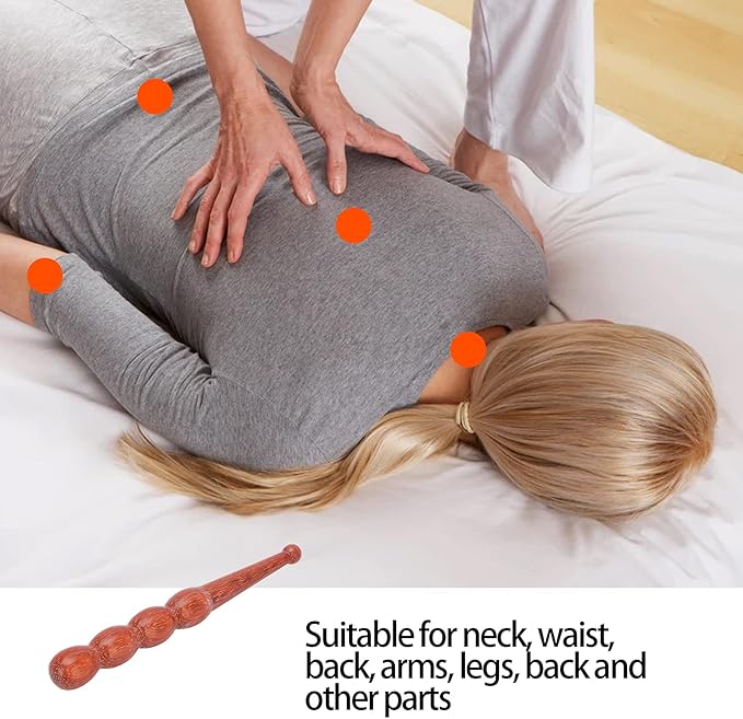 Wooden Foot Hand Massage Stick - Pain Relief and Reflexology Massager for Neck, Back, and Legs - Ergonomic, Portable, Durable Red Wood Design