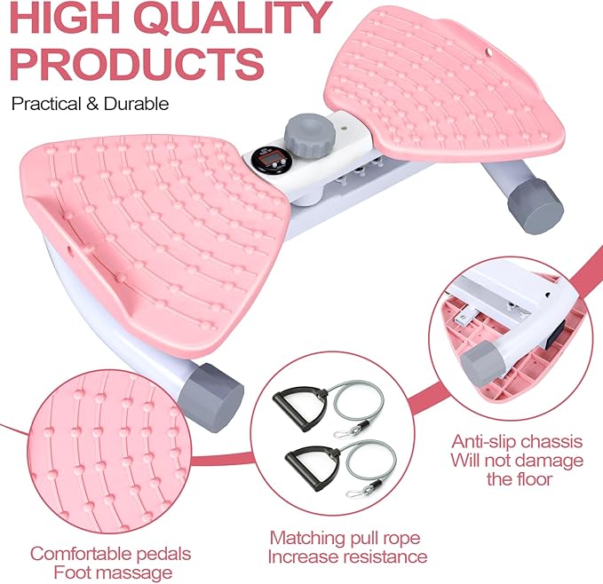 Reinforced Structure Waist Twister Machine Exercise, Ab Twist Board 440 lbs Weight Capacity for Slim Waist and Core, with Smart LED Digital Display Track Time, Reps, Calories for Women