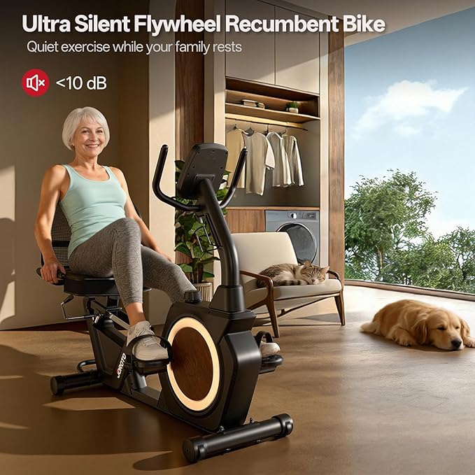 JOROTO Recumbent Exercise Bike for Home, Magnetic Recumbent Bike for Seniors Adults, 400LBS Capacity, Wide Cushioned Seat & Back with Smart APP, Backlit LCD Monitor, Heart Rate Handle