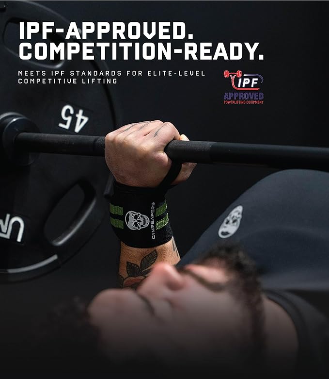 Gymreapers Weightlifting Wrist Wraps (IPF Approved) 18" Professional Quality Wrist Support with Heavy Duty Thumb Loop - Best Wrap for Powerlifting Competition, Strength Training, Bodybuilding