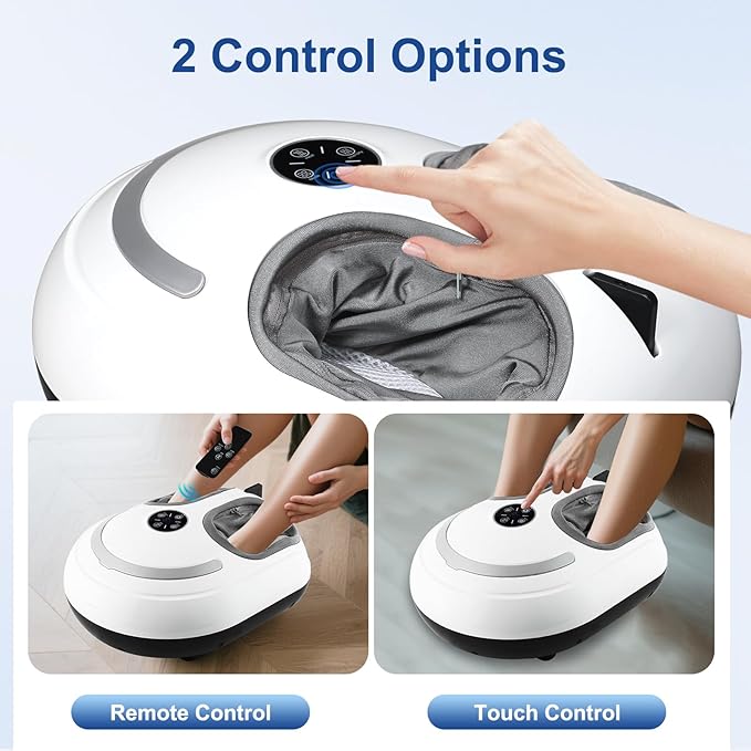 Foot Massager with Heat Shiatsu Feet Massage Machine Deep Kneading Relief for Plantar Fasciitis Air Compression 3 Heat Levels, Relax for Home Office Use, Christmas Gifts for Women Mom Dad White