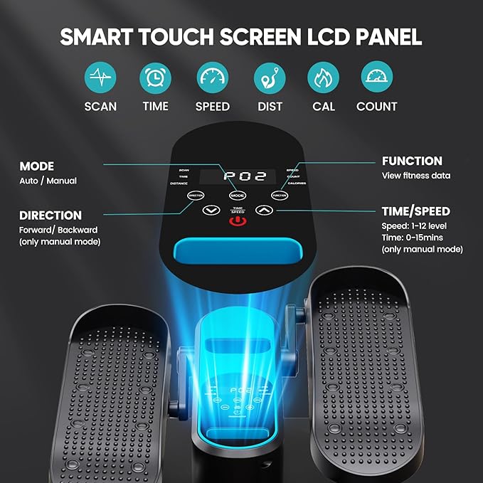 Dripex Under Desk Elliptical Machine, Electric Elliptical Leg Exerciser for Seniors, Quiet Portable Elliptical Exercise Machine, Seated Pedal Exerciser with 12 Level Speeds, Remote Control