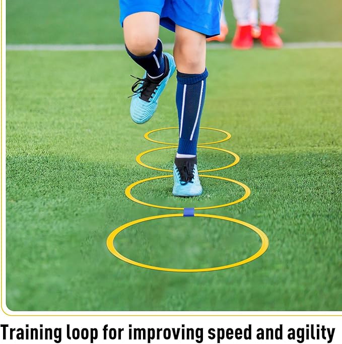 Shappy 50 Pcs Agility Rings with Storage Bags 15 Inch Agility Exercise Rings Training Hoops Plastic Speed Jumping Hoops for Gymnastics Sports Soccer Football Practice Games