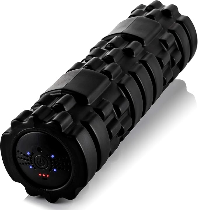 Electric Vibrating Rechargeable Foam Roller - 4 Intensity Levels for Firm Battery-Powered Deep Tissue Recovery, Training, Massage - Therapeutic Back and Muscle Massage Roller