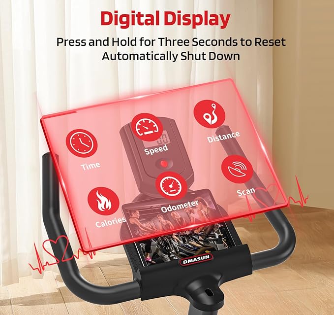 DMASUN Exercise Bike, Silent Magnetic Resistance Stationary Bike for Home with 330 LBS Capacity, Pedals with Anti-loosening Nuts, Indoor Bike with Comfortable Seat Cushion, Digital Display with Tablet Holder
