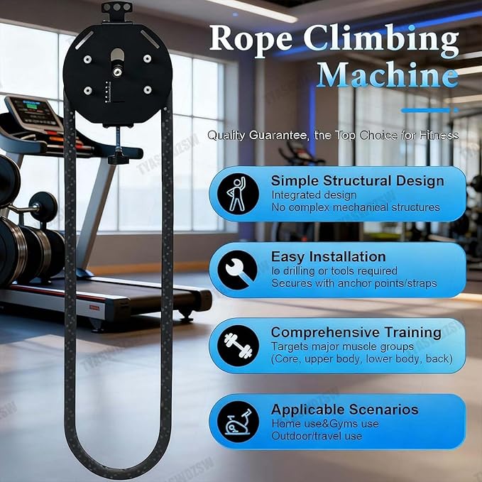 Home Gym Cable Pulley System - Endless Rope Trainer with (0-30kg) Adjustable Resistance & 330lb Load Capacity, Perfect for Full Body, Grip, and Coordination Exercises, Core Training