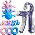 Grip Strength Trainer Kit, 3 Colors Forearm Strengthener & Hand Grip Strengthener, Finger Exerciser & Stretcher for Strength Training, Recovery & Flexibility