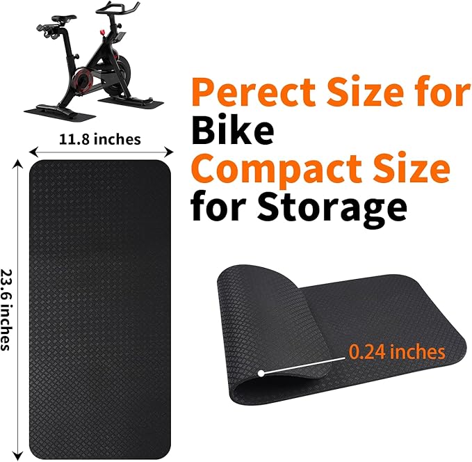 2-Pack Bike & Rowing Machine Mat for Carpet & Hardwood Floors, Compatible with Peloton/Yosuda, Anti-Slip Floor Protector Pad, Noise & Vibration Dampening