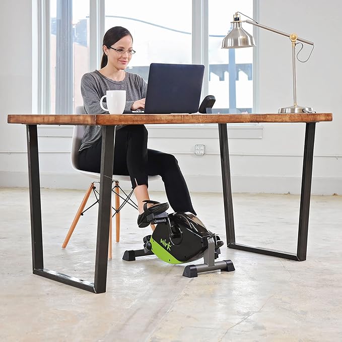 Stamina Wirk Under Desk Exercise Bike - Fitness Bike with Smart Workout App - Mini Elliptical Under Desk Bike for Home Workout