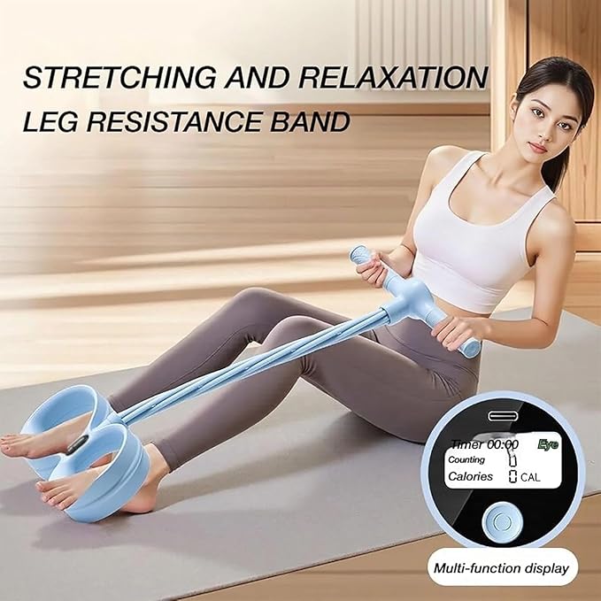 Smart Foot Pedal Puller, with Digital Counter & Handles, 6 Tube Pedal Resistance Band for Full Body Workout, Leg Exerciser While Sitting for Seniors